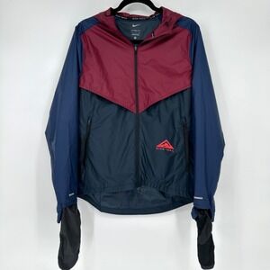 NIKE Storm Fit Windbreaker Trail Running Hiking Zipper Jacket Hooded Men's S